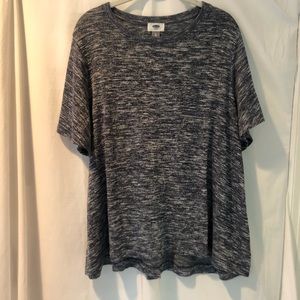 Old Navy Heathered Blue and White Knit Top